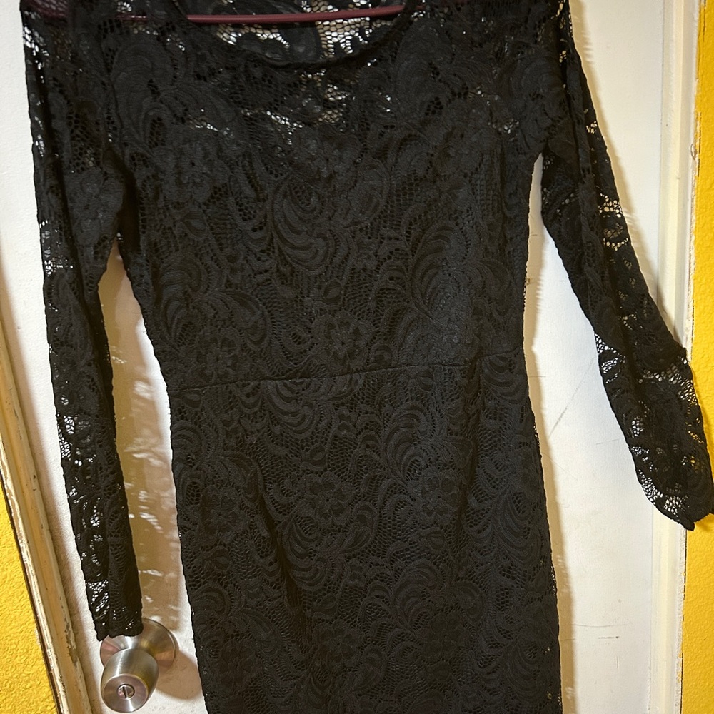 Ambiance Black Sheath Dress with Bishop Sleeves